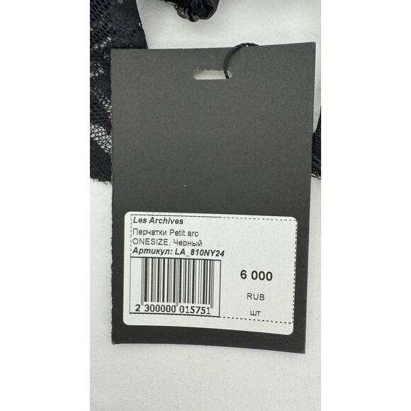 Les Archives Petite Arc Lace Gloves Open Finger Bow Black New Sequin - Picture 7 of 7